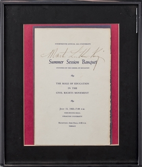 1965 Martin Luther King Signed Syracuse University Banquet Program Framed (PSA/DNA)